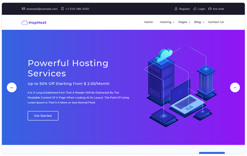 HopHost Domain Hosting Business Website Template