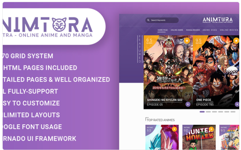 Animotra Online Anime and Manga Website Template