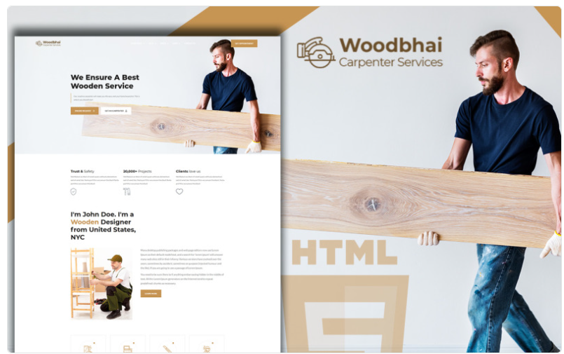 Woodbhai Carpenter Service And Shop Website Template