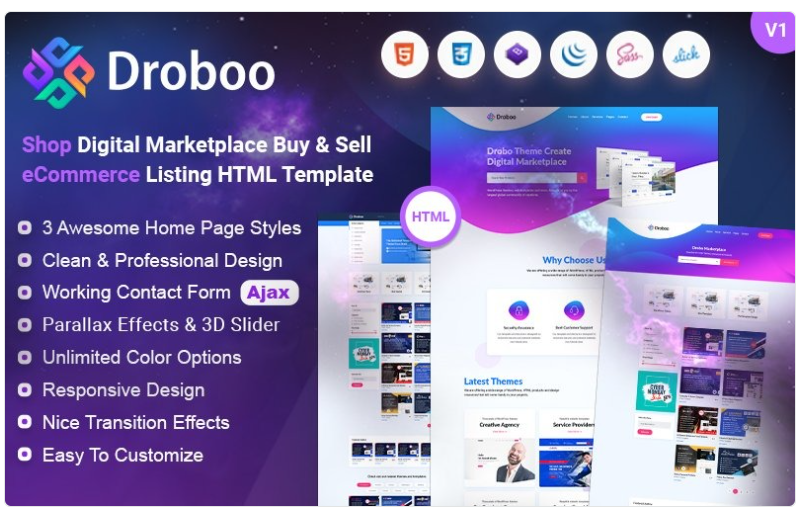 Droboo Digital Marketplace HTML Website Template