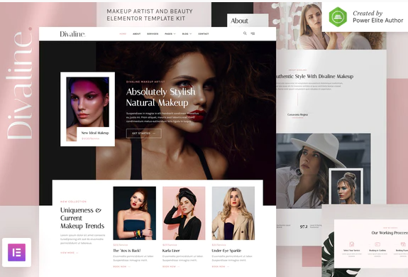 Divaline – Makeup Artist Model Beauty Elementor Template Kit