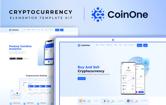 CoinOne Cryptocurrency Elementor Template Kit