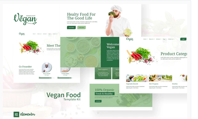 Vegan Restaurant Elementor Template Kit