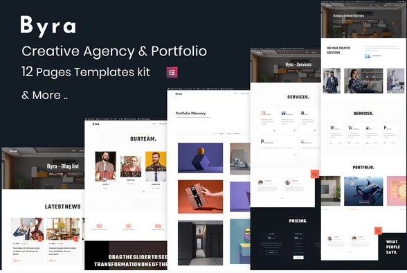 Byra Creative Agency Modern Portfolio Elementor Template Kit