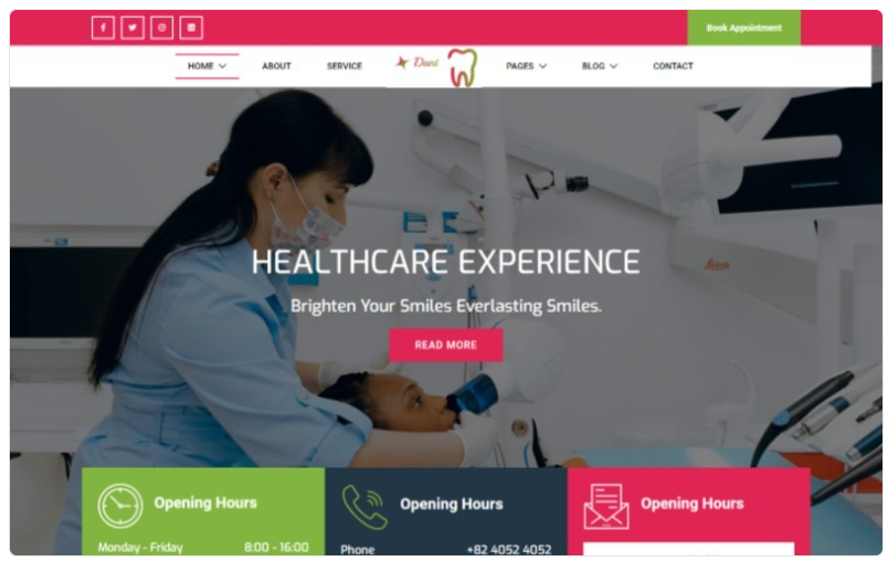 Dant Dentist Medical Website Template