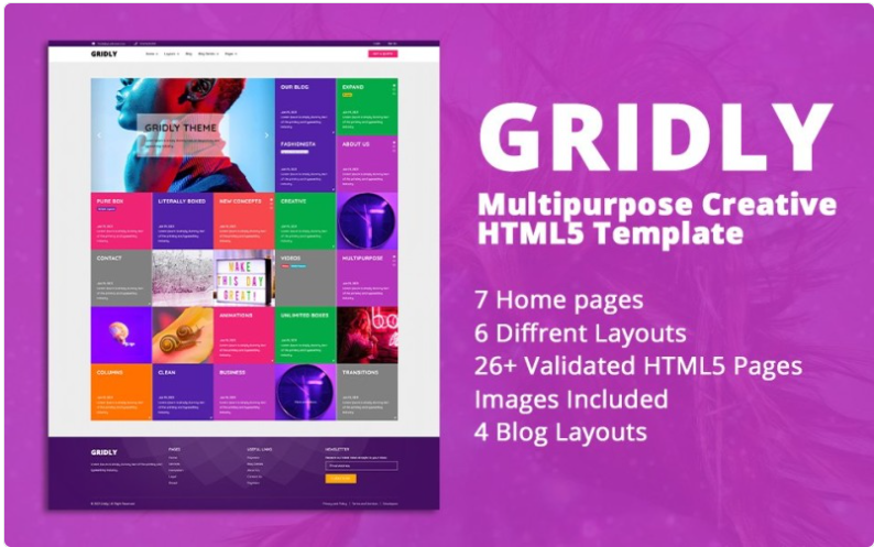 Gridly Multipurpose Creative HTML5 Website Template