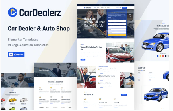 CarDealerz Auto Dealer Auto Shop Website Elementor Template Kit