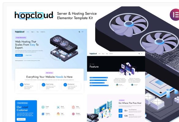 Hopcloud Server Hosting Service Elementor Template Kit