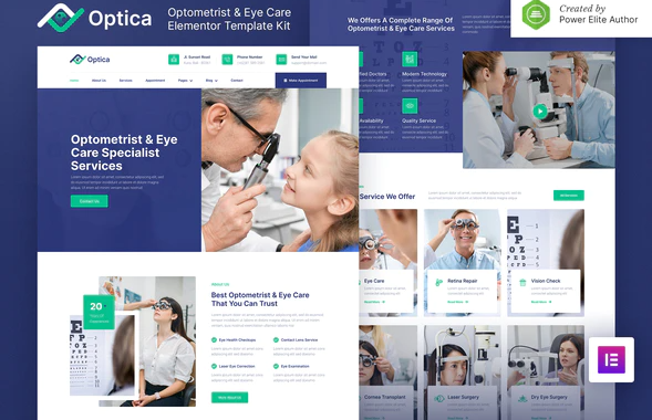 Optica – Optometrist Eye Care Elementor Template Kit