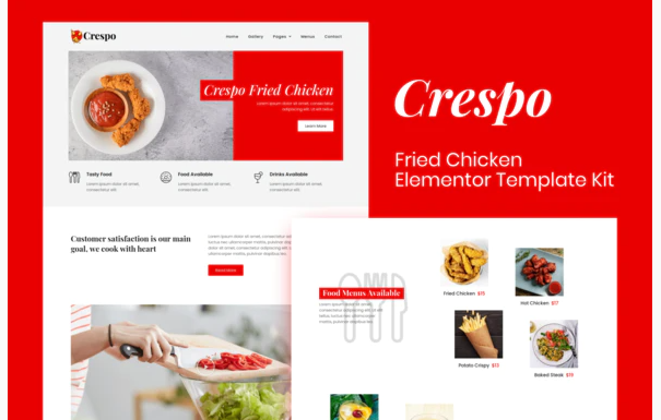 Crespo Fast Food Restaurant Elementor Template Kit