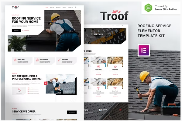 Troof – Roofing Service Elementor Template Kit