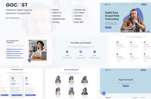 Gocast Podcast Digital Agency Template Kit