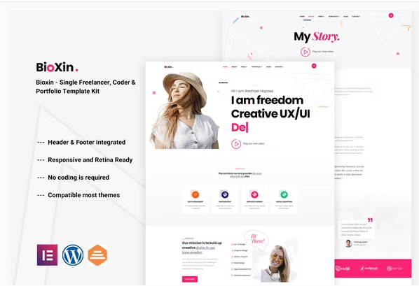 Bioxin Single Freelancer CV Portfolio Elementor Template Kit
