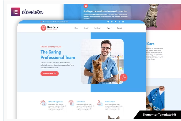 Beetrix Pet Clinic Hospital Elementor Template Kit