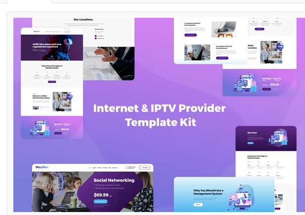 MaxiNet Internet IPTV Provider Elementor Template Kit