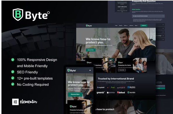 Byte Cyber Security Business Elementor Template Kit