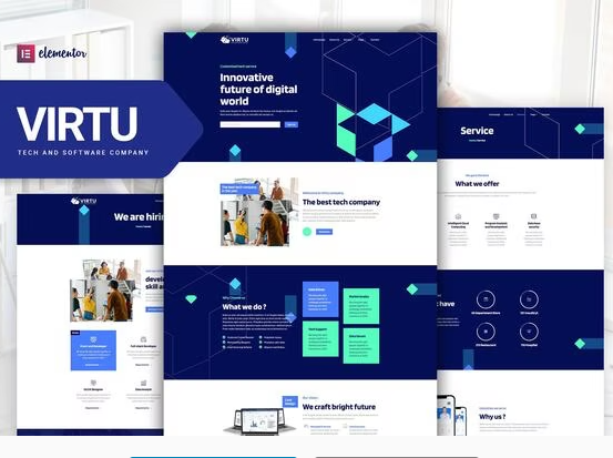 Virtu Tech Software Company Elementor Template kit