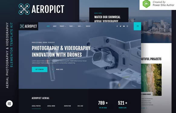 Aeropict – Drone Aerial Photography Videography Elementor Template Kit