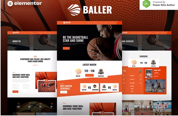 Baller – Basketball Team Sports Club Elementor Template Kit