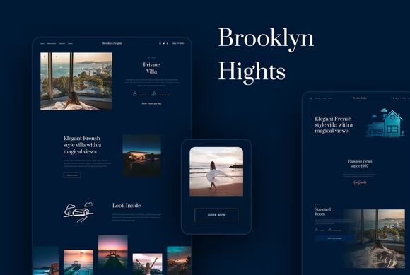 Brooklyn Heights Private Villa Hotel Elementor Template Kit