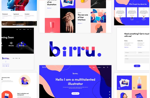 Birru Simple Portfolio Elementor Template Kit