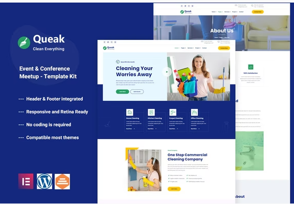 Queak Cleaning Service Elementor Template Kit