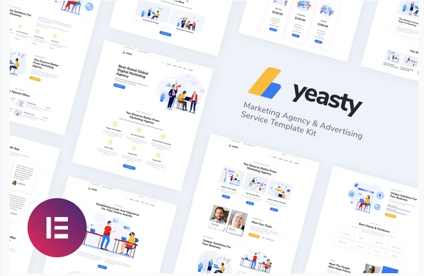 Yeasty Marketing Agency Advertising Service Elementor Template Kit