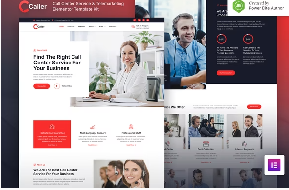 Callerr – Call Center Service Telemarketing Elementor Template Kit