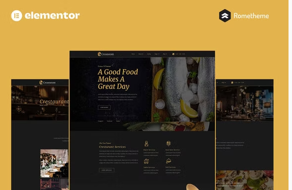 Crestaurant Elegant Restaurant Pro Full Site Template Kit