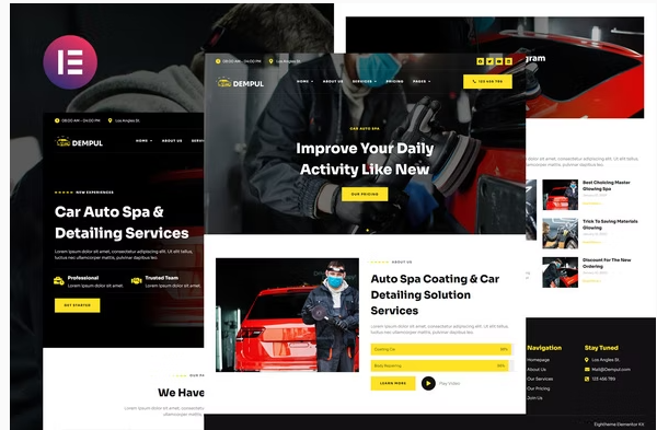 Dempul Car Auto Spa Detailing Services Elementor Template Kit