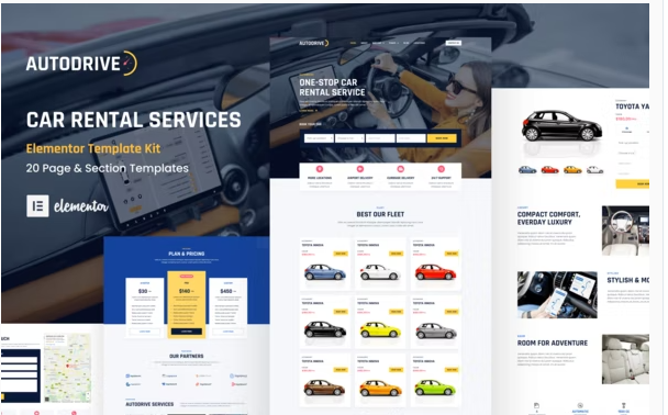 Autodrive Car Rental Dealer Elementor Template Kit