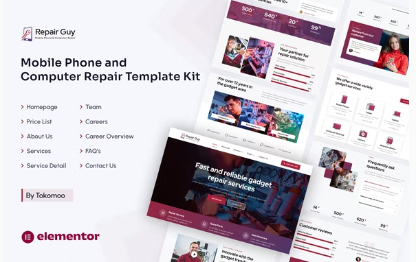 Repair Guy Mobile Phone Computer Repair Elementor Template Kit