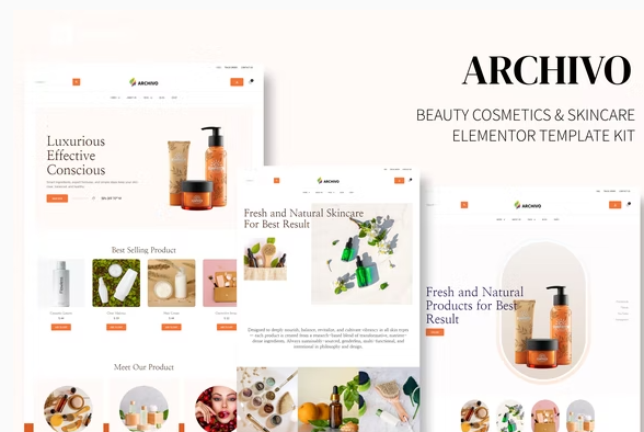 Archivo Beauty Cosmetics Skincare Elementor Template Kit