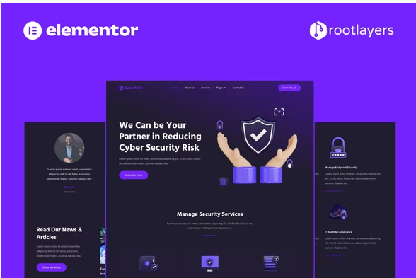 Cybertech Cyber Security Elementor Pro Full Site Template Kit