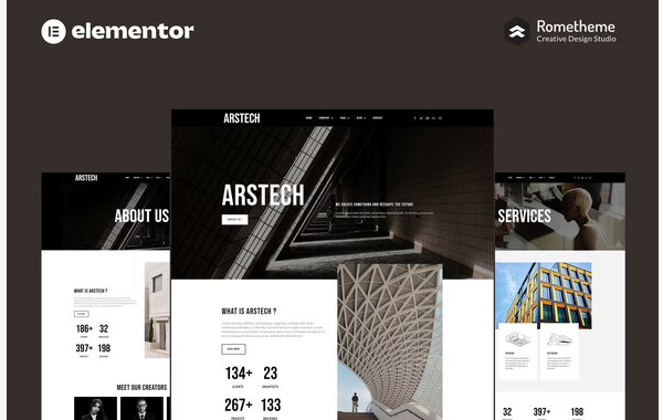 vArstech Architecture Elementor Pro Full Site Template Kit