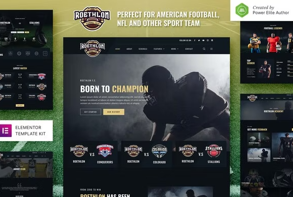 Roethlon – American Football NFL Elementor Template Kit