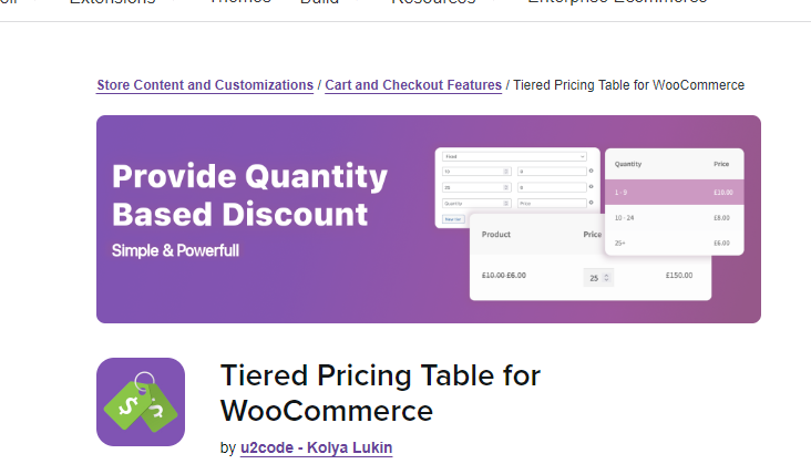 Tiered Pricing Table for WooCommerce