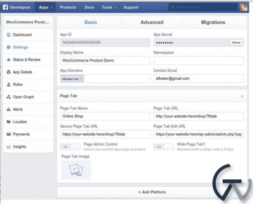 WooCommerce Facebook Tab Download Facebook Settings Demo 700x565 1