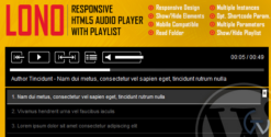 Lono - Responsive HTML5 Audio Player With Playlist 1.4