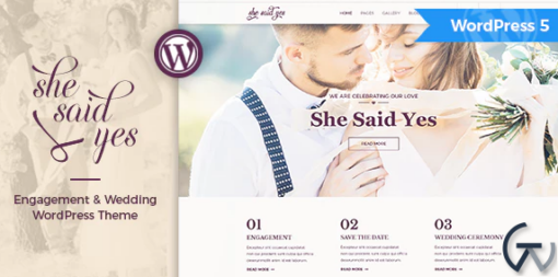 SheSaidYes Engagement Wedding WordPress Theme
