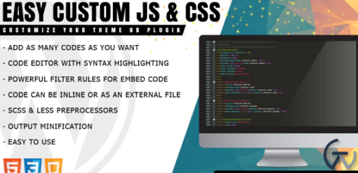 Easy Custom JS and CSS Extra Custmization for WordPress