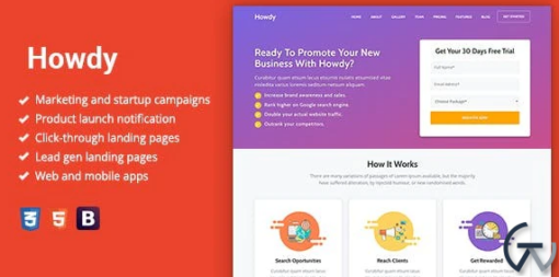 Howdy Multipurpose Landing Page WordPress Theme