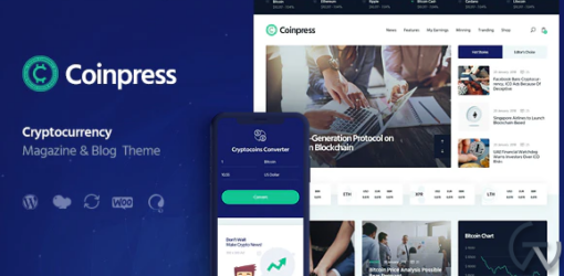 Coinpress ICO Cryptocurrency Magazine Blog WordPress Theme