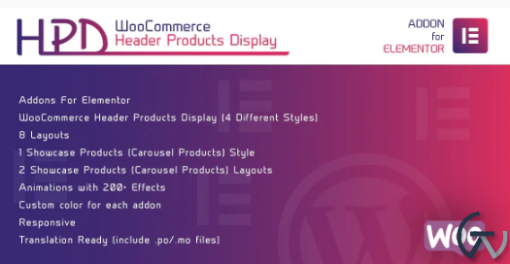 WooCommerce Header Products Display for Elementor