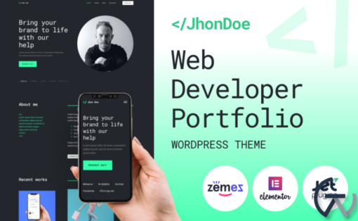 Jhon Doe Contemporary Web Developer WordPress Theme 1