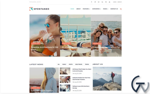 Spontaneo Personal Travel Blog WordPress Theme