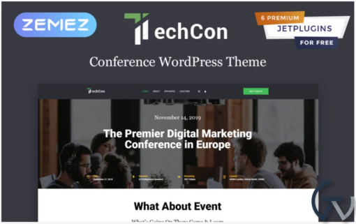 TechCon Conference One Page Animated Elementor WordPress Theme