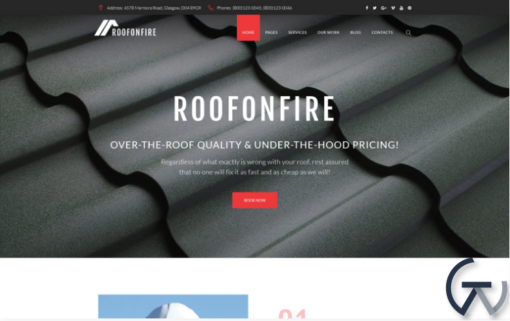 RoofOnFire Roofing Company Responsive WordPress Theme