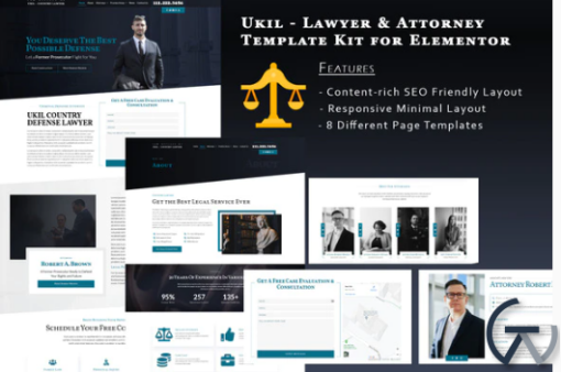 Ukila Lawyer Attorney Template Kit for Elementor