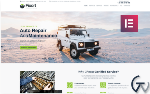 Fixort Car Repair Service Elementor WordPress Theme